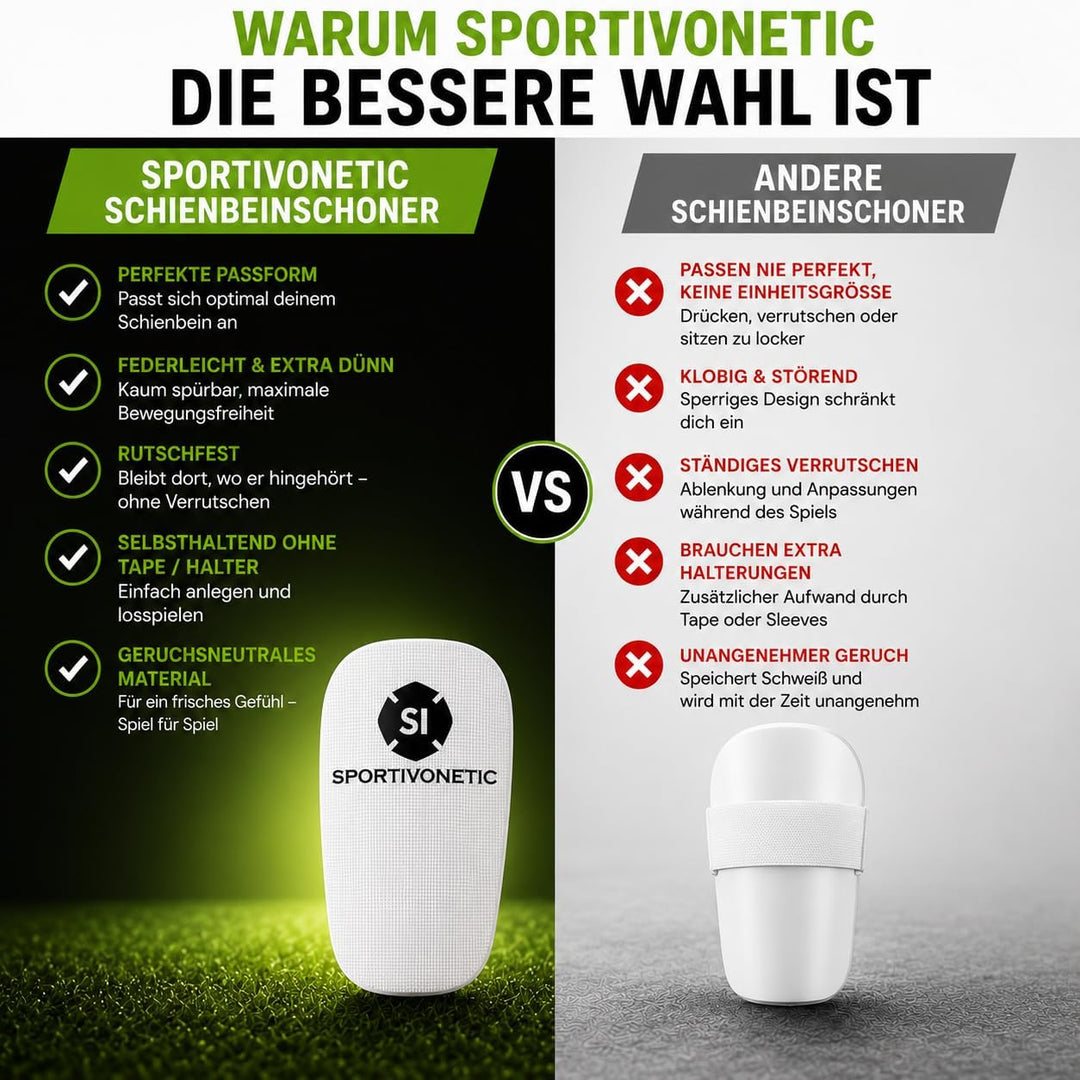 SPORTIVONETIC® High Performance Schienbeinschoner Anpassbar für Erwachsene & Kinder, Damen & Herren