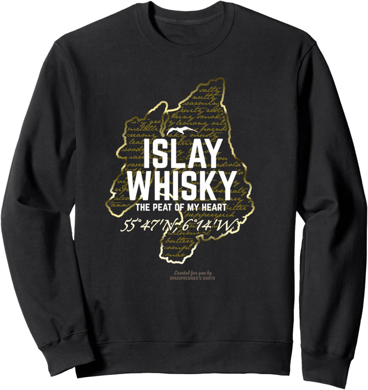 Whisky Insel Islay Umriss Möwen Verkostungsnotizen Whisky Sweatshirt