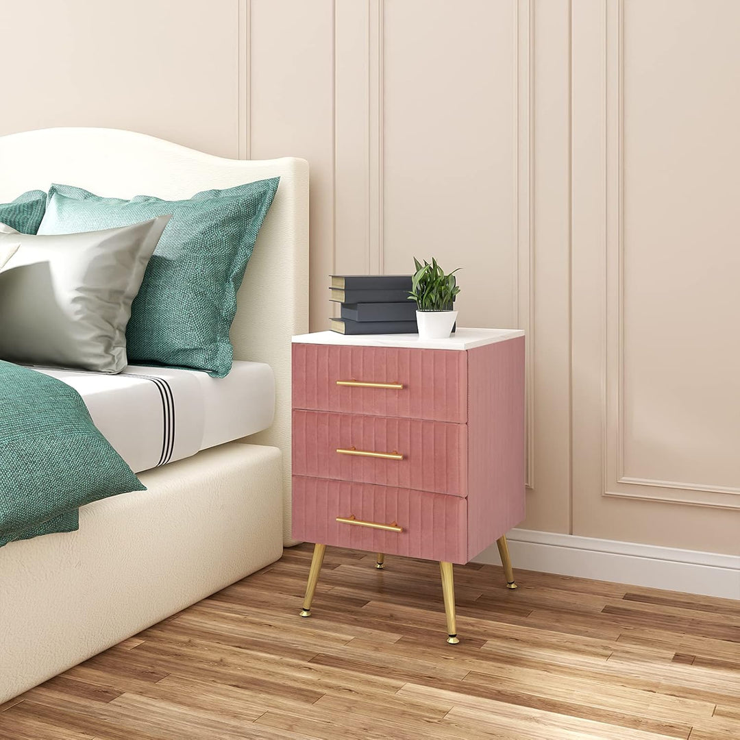 WOLTU Nachttisch Nachtschrank für Boxspringbett, 3 Schubladen aus Massivholz, Kommode mit Schubladen
