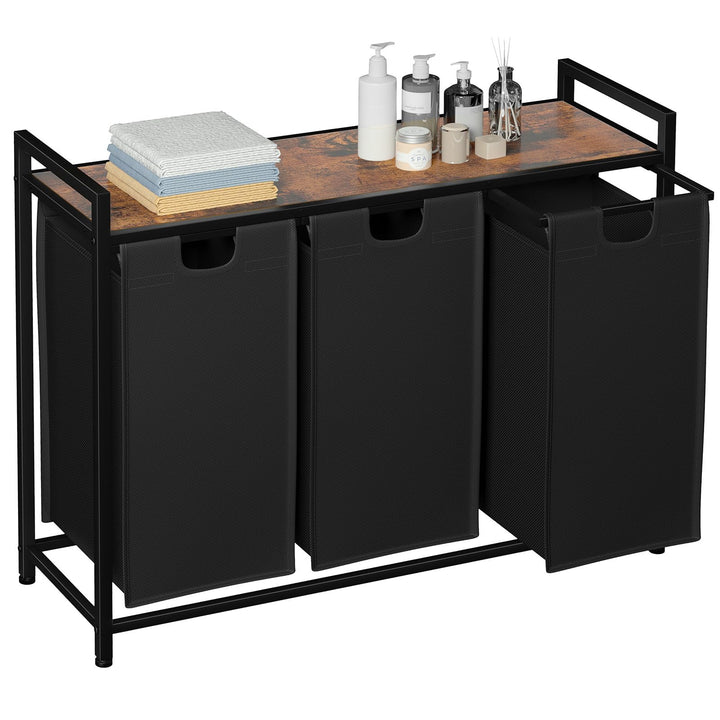AMHANCIBLE Wäschekorb 3 Fächer 114L Braun, 114L Braun