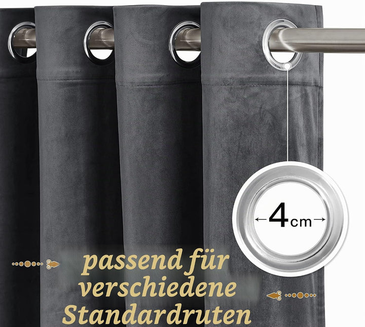 PONY DANCE Samt Vorhänge Wohnzimmer Shwere und Blickdichte Gardinen mit Ösen 2er Set Velvet Curtains