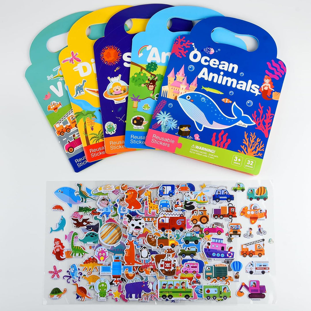ASTARON 5 Stück Stickerbuch für Kleinkinder, Wiederverwendbare Stickerbücher, Flugzeugaktivitäten, R