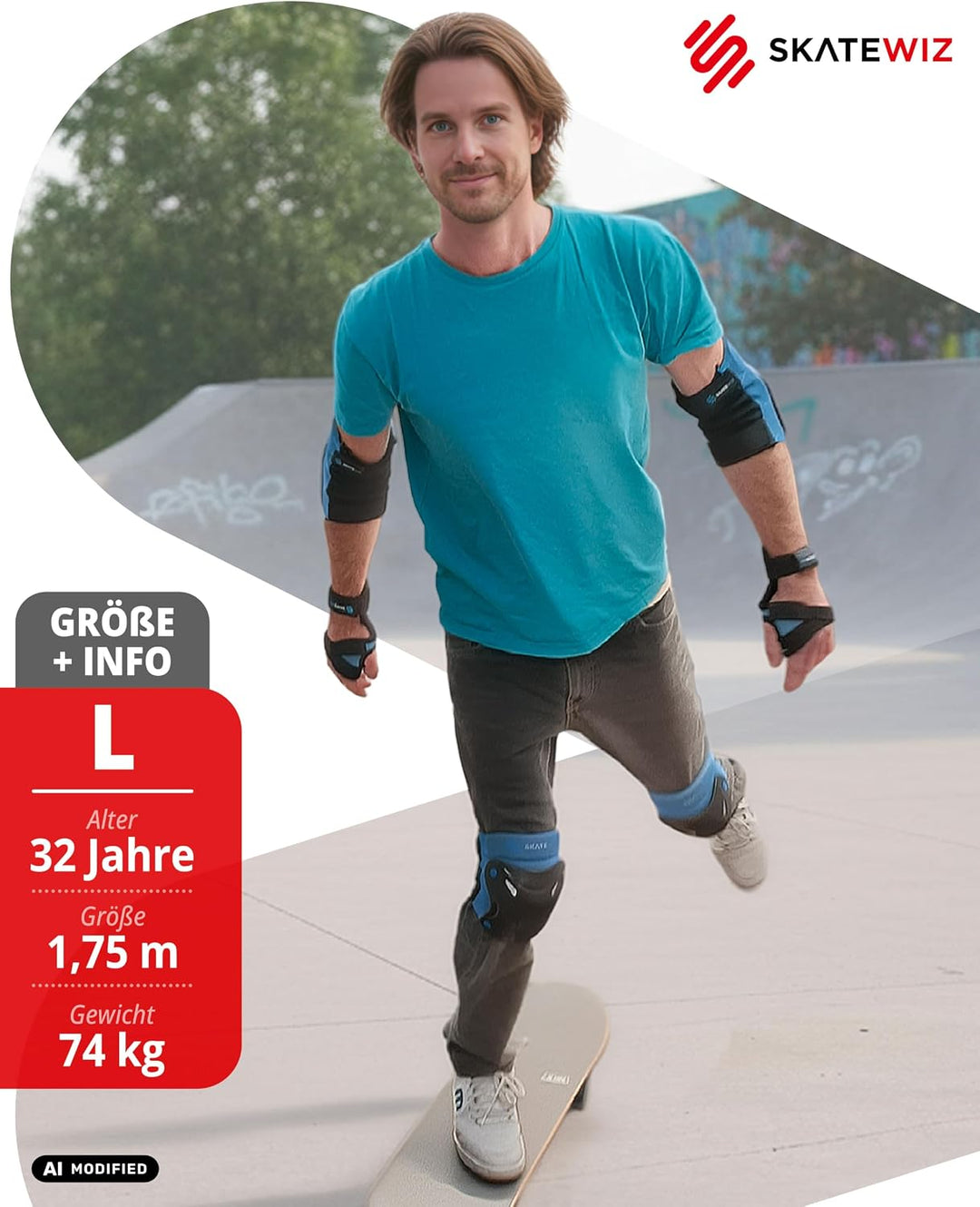 SKATEWIZ Kinder Protektoren Set Schoner - Inliner Knieschoner Kinder – Schützer Set [6er] für Kinder