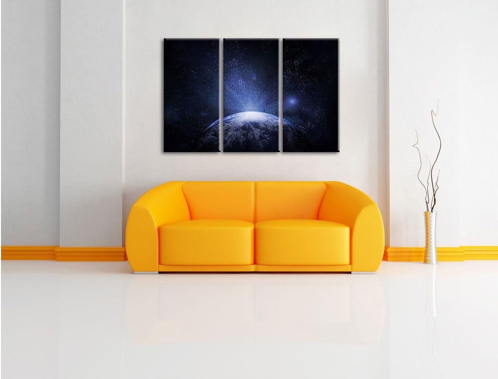 Pixxprint Sicht vom Mond auf die Erde 3-Teiler Leinwandbild 120x80 Bild auf Leinwand