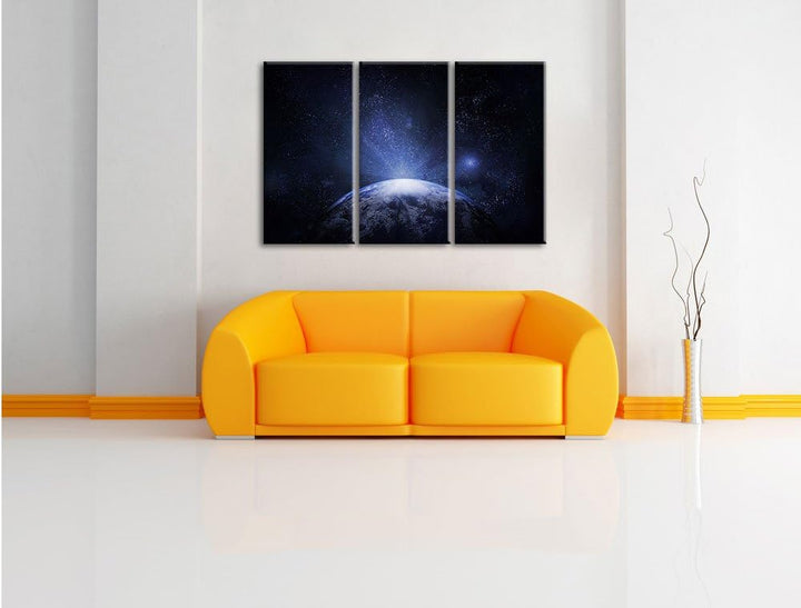 Pixxprint Sicht vom Mond auf die Erde 3-Teiler Leinwandbild 120x80 Bild auf Leinwand