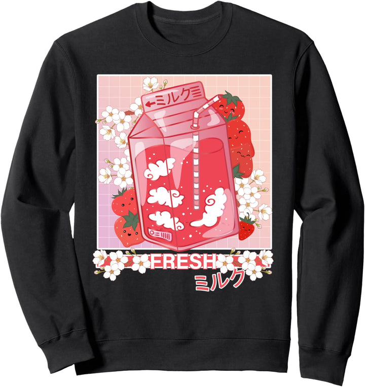 Kawaii Anime Manga 90s Japanese Pastel Goth Strawberry Milk Sweatshirt
