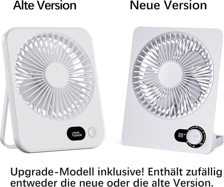 Tischventilator,Leise Ventilator Akku 3600mAh 180°Einstellbar Tragbarer LED Anzeige Fan Für Büro Bib