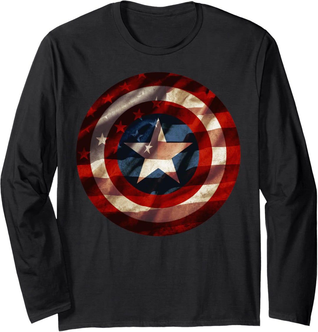 Marvel Captain America Avengers Shield Flag Langarmshirt