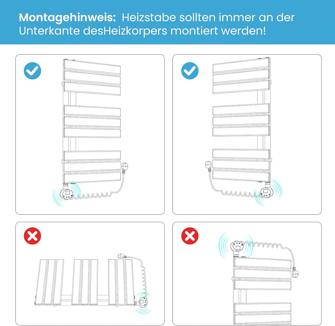 Heilmetz Badheizkörper Elektrisch Smart WiFi Handtuchheizkörper Elektrisch mit Thermostat mit Timer-
