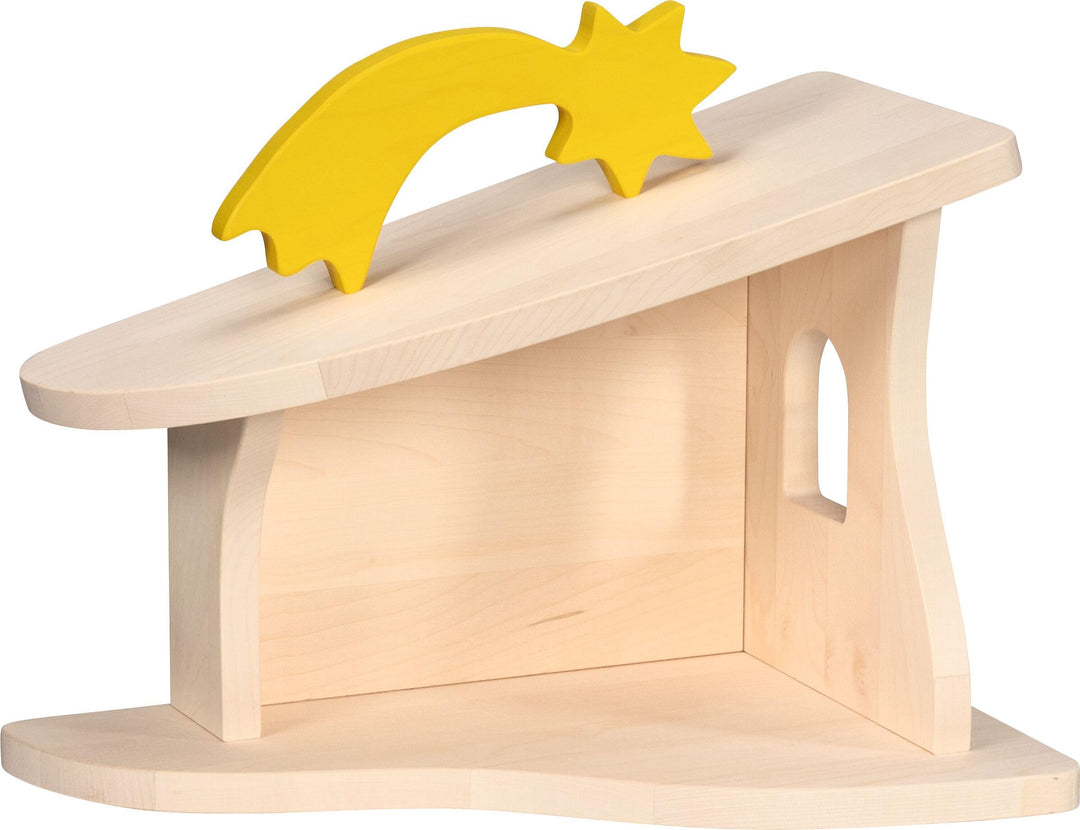 HOLZTIGER 80617 - Stall Krippe aus Holz, handgearbeitetes Holzspielzeug aus Ahorn, inkl. Weihnachtss