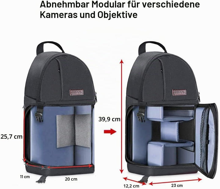 MOSISO Kameratasche Brust, DSLR/SLR/Spiegellose Kamera Rucksack Tasche Stossfester Fotografie Rucksa
