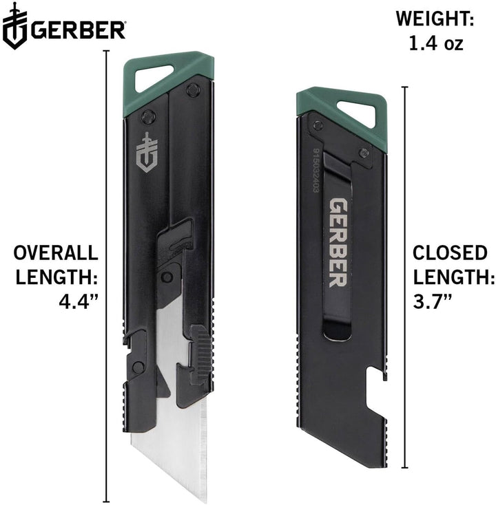 Gerber Cuttermesser mit Taschenclip, E.A.B. Slim, Wechselbare Standard-Trapezklinge, Slide Lock-Verr