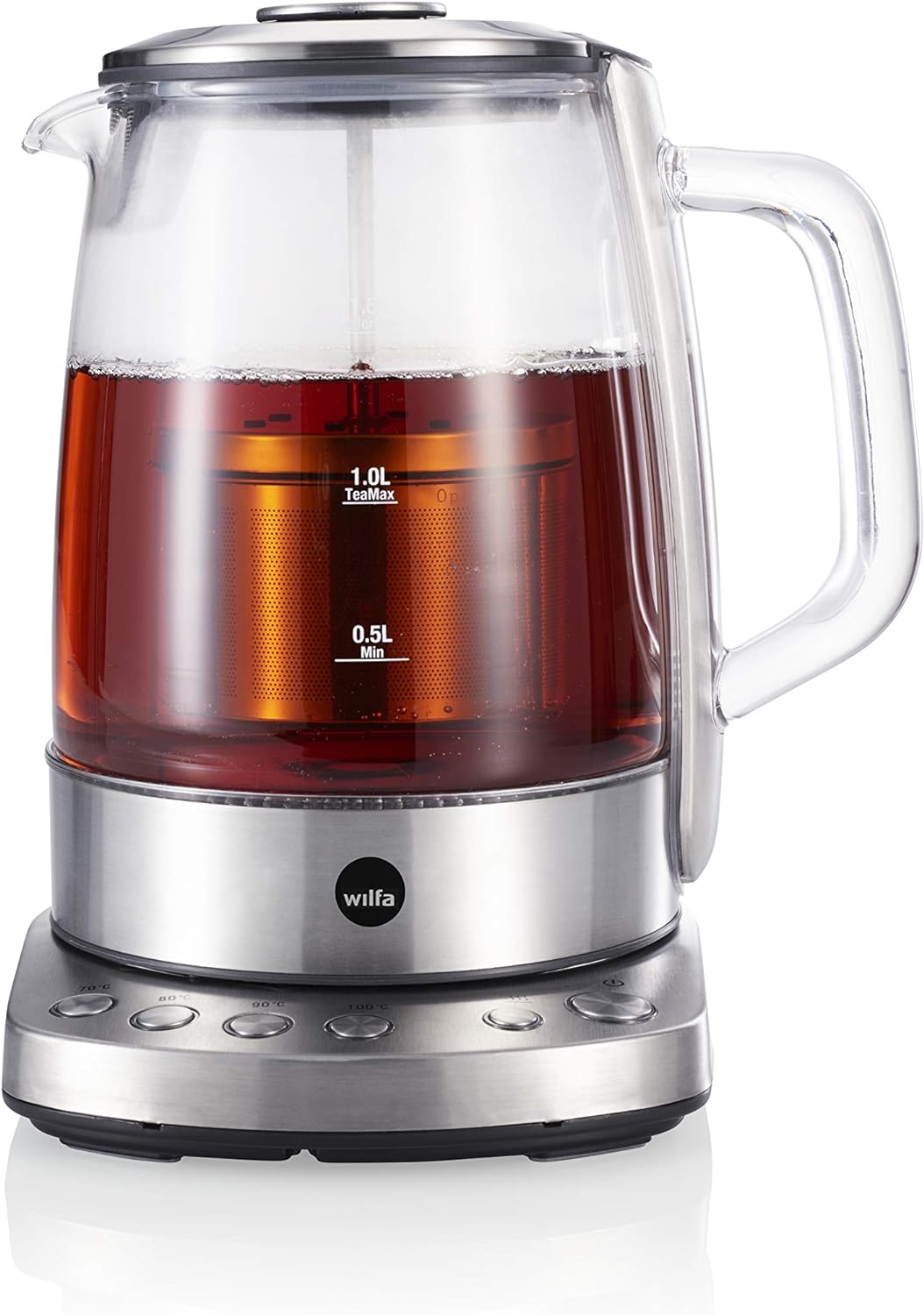 Wilfa CHA Teekocher - 2200 Watt, 1,25 Liter Fassungsvermögen, Brühdeckel mit Sieb, 4 Temperatureinst