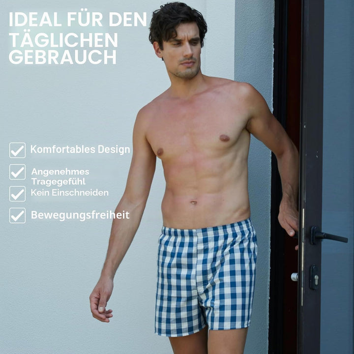 5Mayi Mens Boxers Shorts Multipack Woven Mens Underwear Pack Cotton Plaid Men's Boxers, S F: Kariert