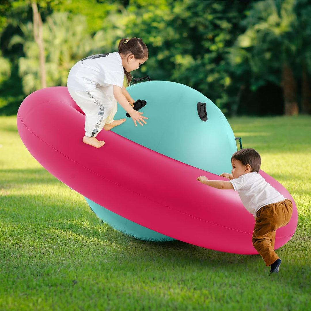 COSTWAY Aufblasbare Kuppelwippe für Kinder, 223 cm grosse Kinderwippe zum Rollen, Neigen, Klettern &