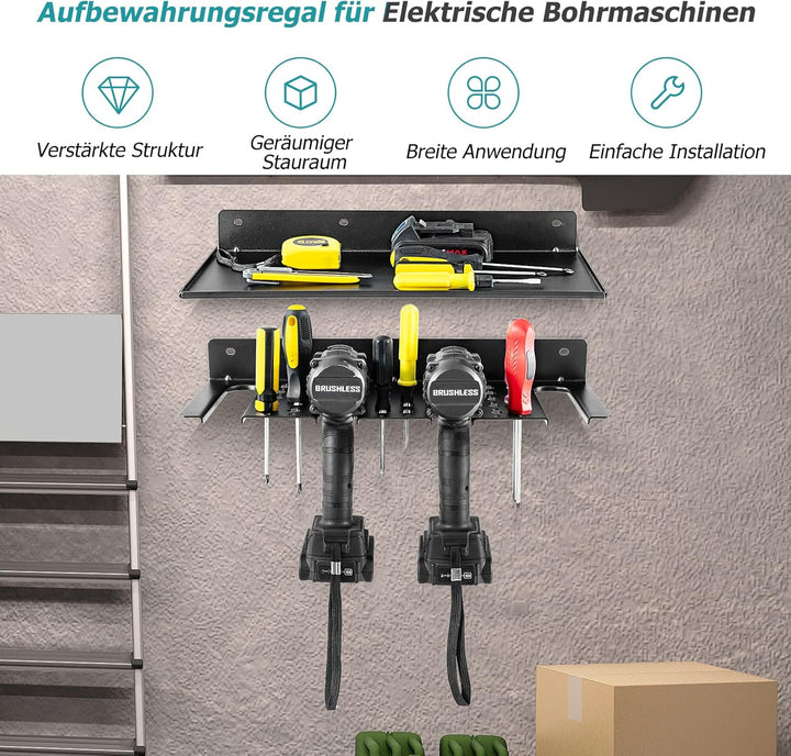 COSTWAY Werkzeugregal Wandregal, Werkzeug Organizer Metall, Werkzeugwand mit 4 Schlitzen & 36 Bohrlö