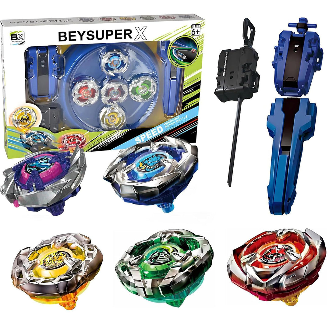 Burst X Kampfkreisel Set, 5 Stück X Kreisel mit 2 Launchern 1 Griff &amp; Arena