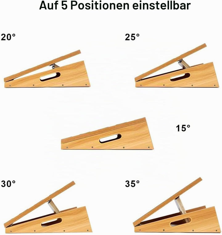 StrongTek Professionelles Slant Board Schrägbrett aus Holz, Verstellbarer und tragbarer Wadendehner,