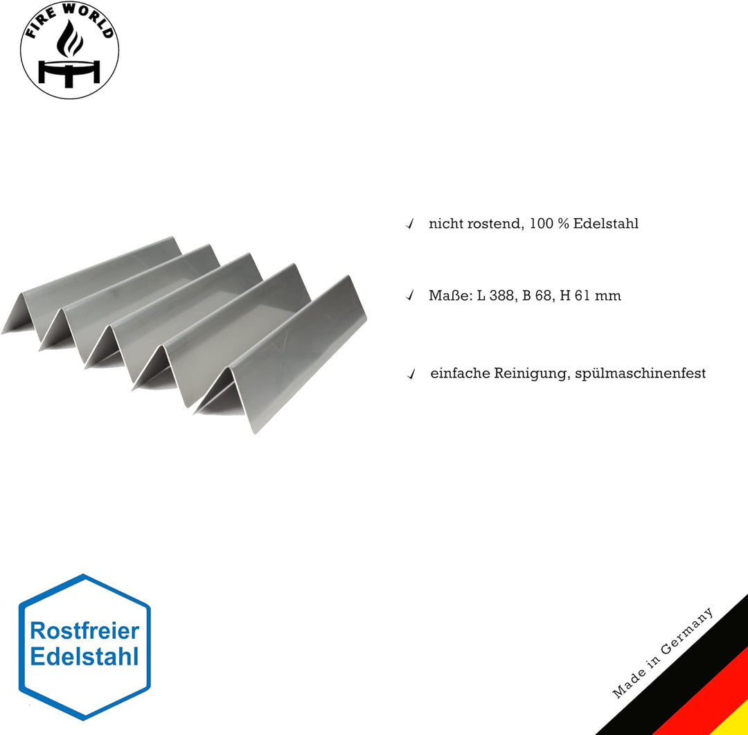 Fire World Aromaschienen Weber Spirit 310 320 330 Edelstahl 1.4301 V2A Flavorizer Bars Aromaschienen