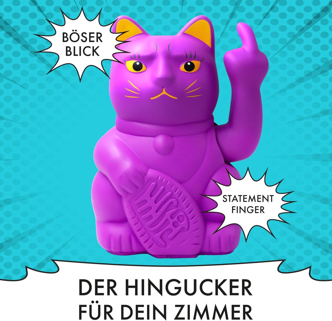 ANGRY CAT - Winkekatze Lucky CAT - Lustige winkende Katze - japanische Winkkatze mit Stinkefinger -