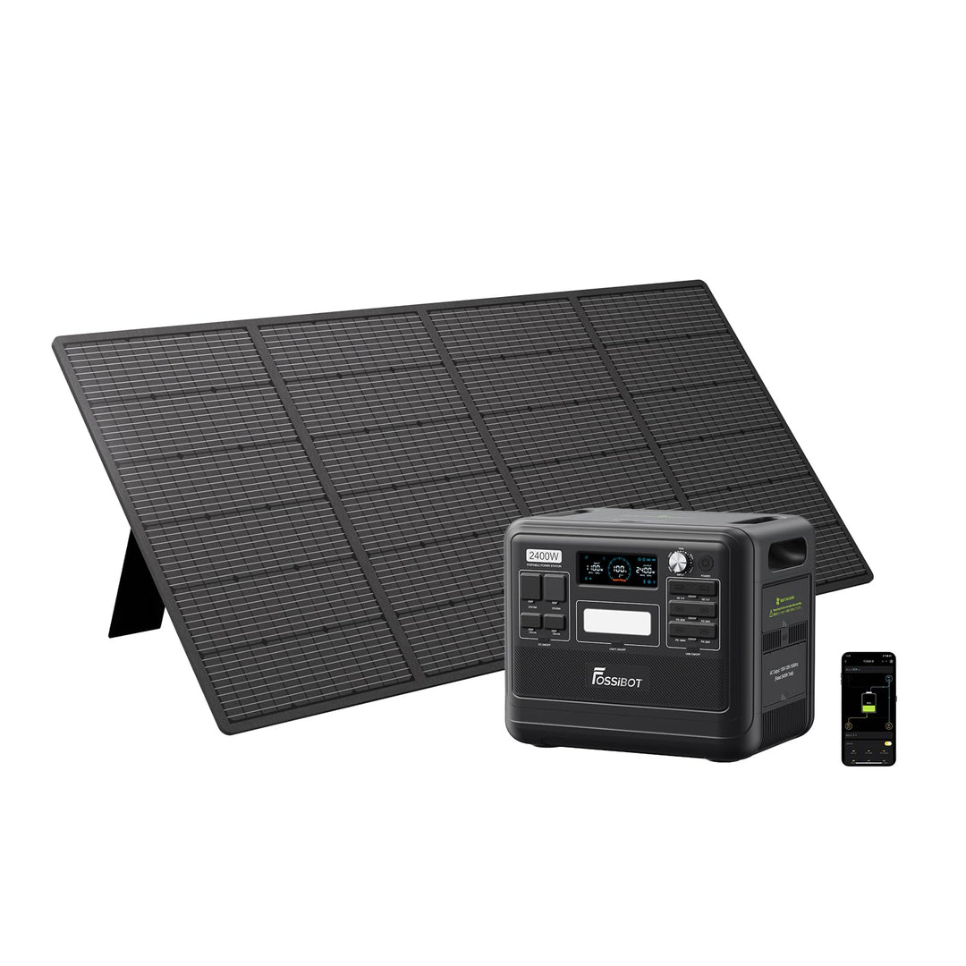 FOSSiBOT F2400 Powerstation mit 200W Solarpanel, Solargenerator 2048Wh LiFePO4 Batterie 230V 2400W 3