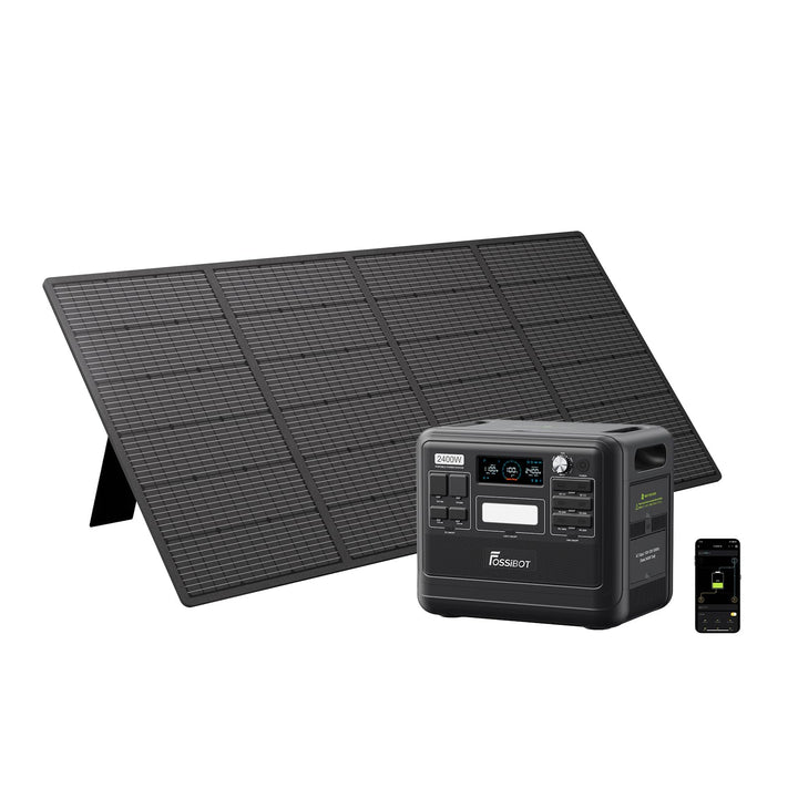 FOSSiBOT F2400 Powerstation mit 200W Solarpanel, Solargenerator 2048Wh LiFePO4 Batterie 230V 2400W 3