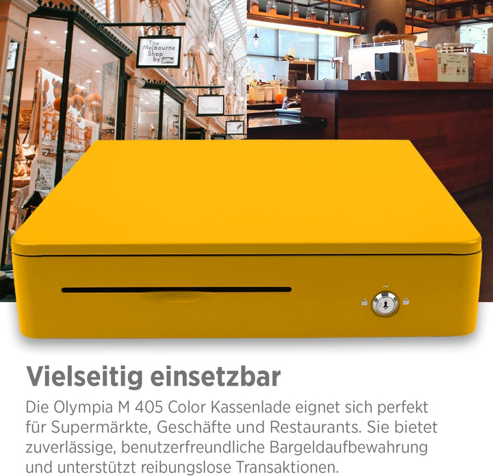 Olympia M 405 Gelb | Kassenlade mit 8 Münz- & 4 Scheinfächern | Robuste Kassenschublade Unterbau aus