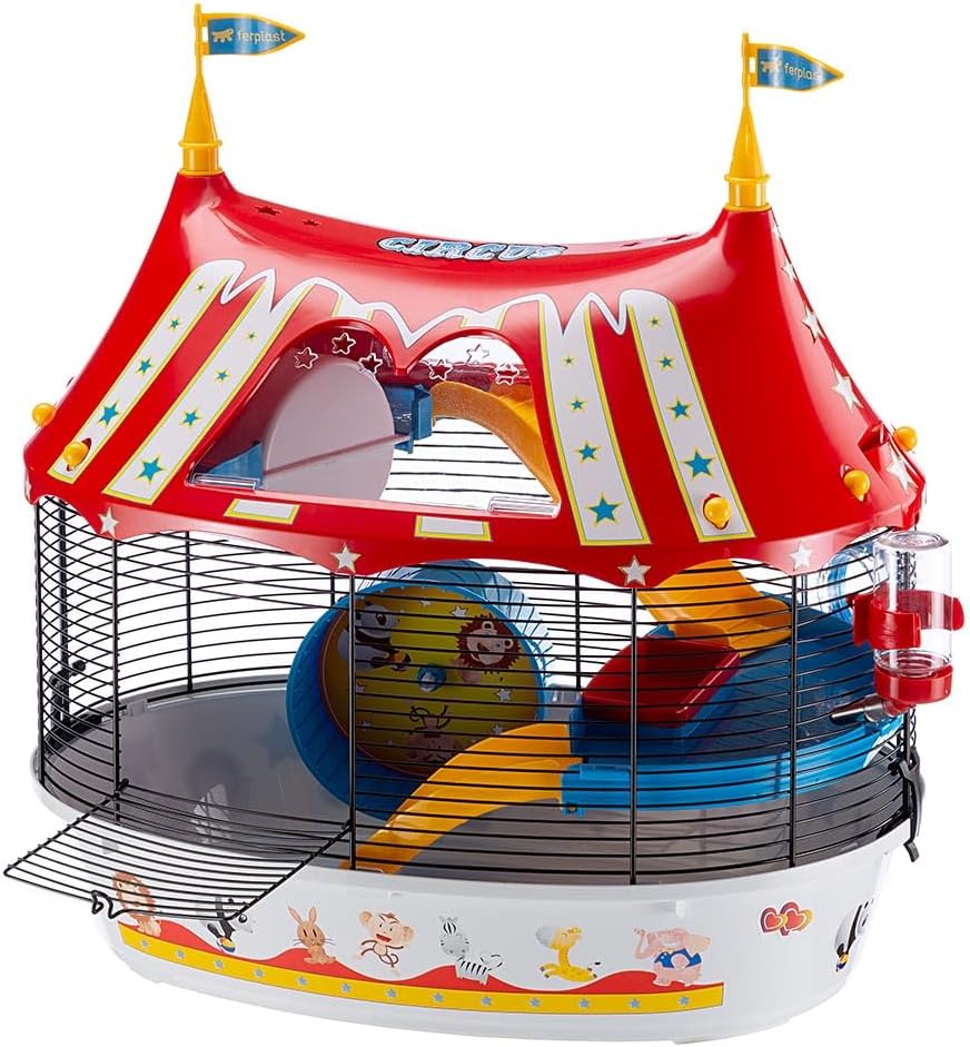 Ferplast Hamsterkäfig, CIRCUS FUN Nagerkäfig, Kleintierkäfig, Hamsterzubehör inklusive, 50 x 34 x h
