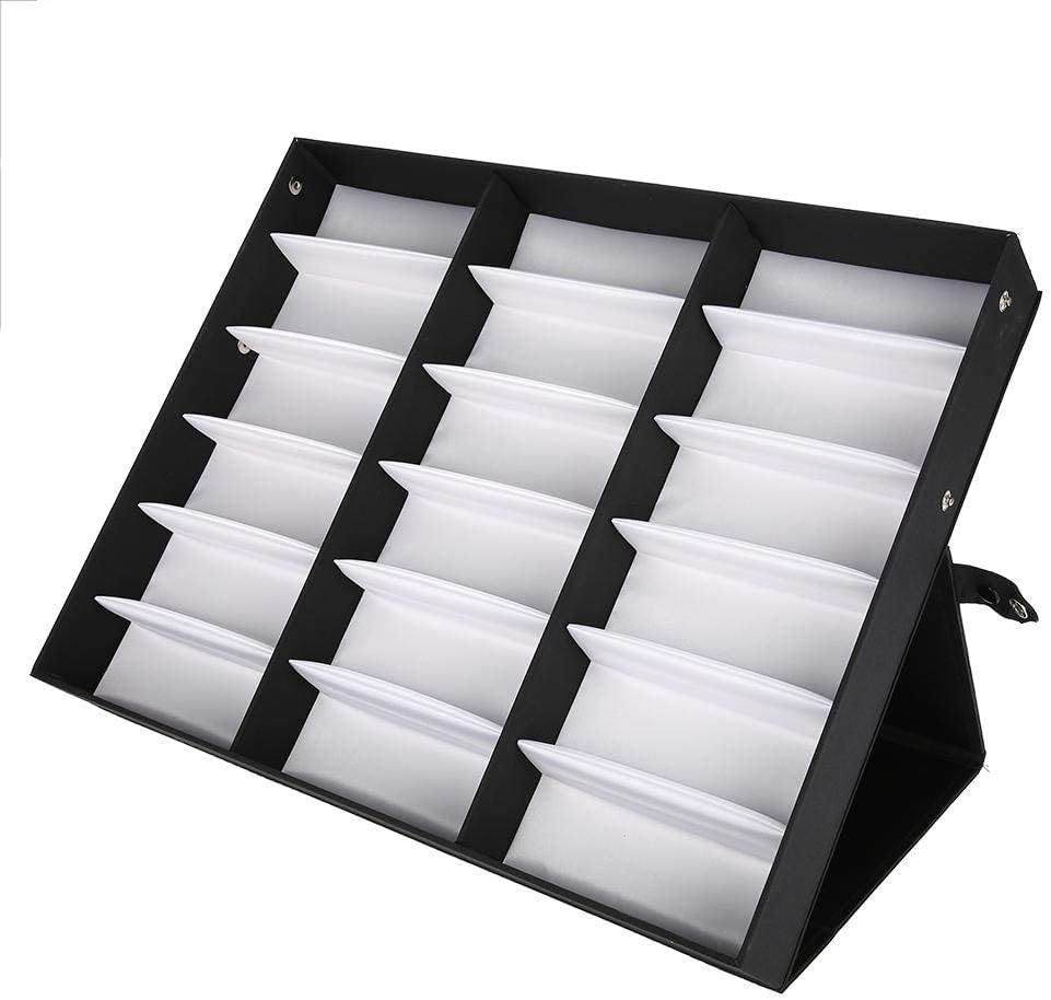 Dioche Brillen Aufbewahrung,18 Gitter Gläser Vitrine Sonnenbrillen Präsentation Brillendisplay Faltb