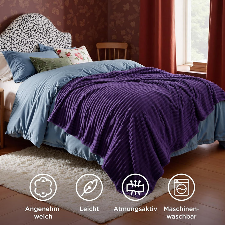 BEDSURE Kuscheldecke für Zimmer Deko - Wolldecke & Fleecedecke, Sofadecke, Weiche Warme Grobe Kordde