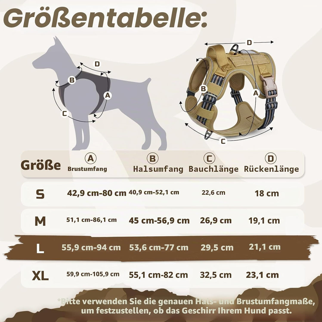 rabbitgoo Hundegeschirr Grosse Hunde, Anti Zug Geschirr Hund Verstellbar mit Griffe Verbreitert, Rob