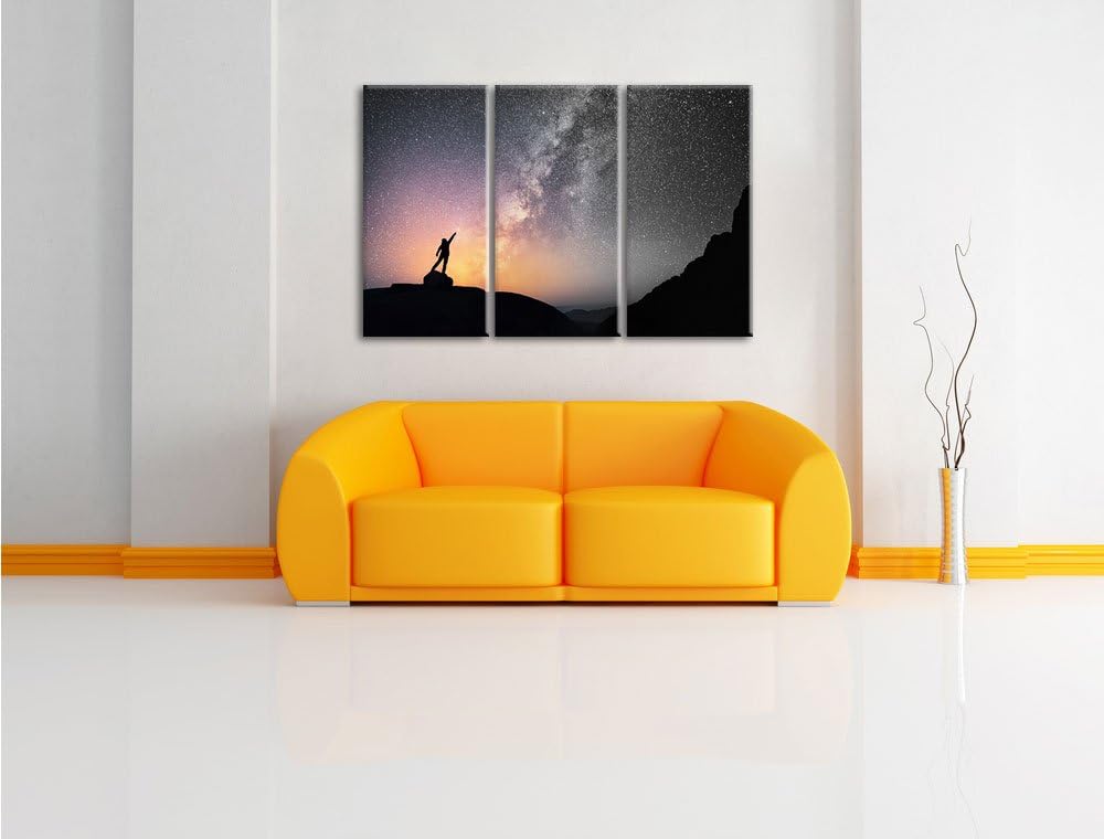 Pixxprint Sternenfänger Milchstrasse B&W Detail 3-Teiler Leinwandbild 120x80 Bild auf Leinwand