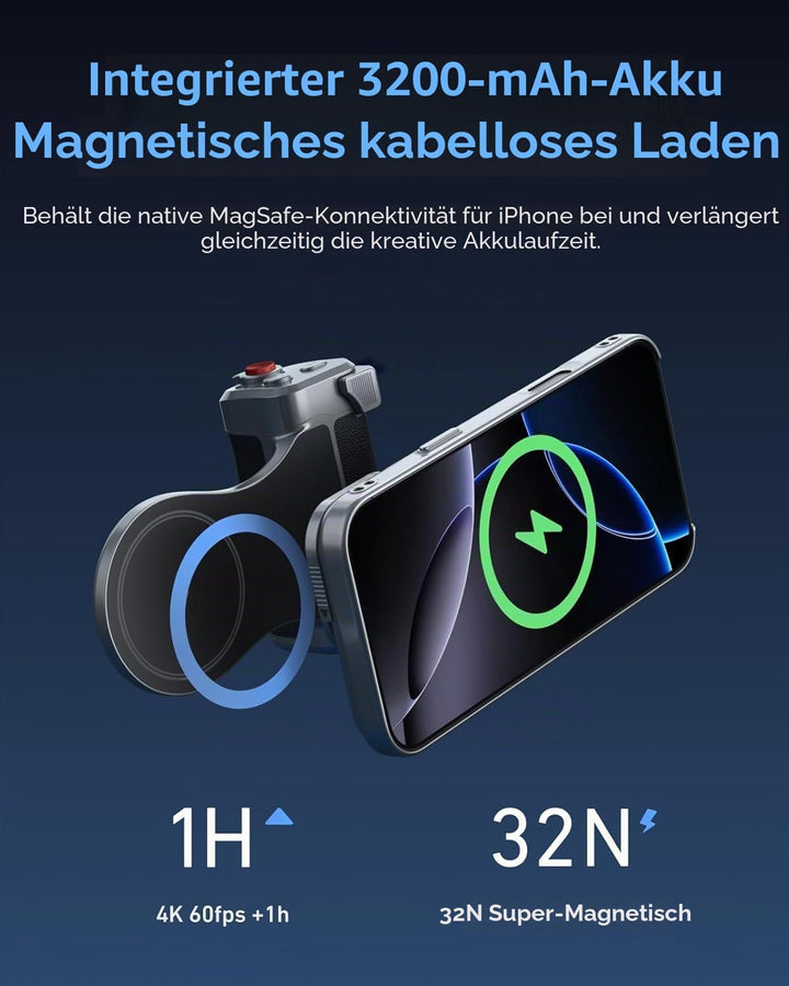 【Nur für iPhone 17 Pro MAX】 TELESIN Master Grip Kit Magnetic Kameragriff mit C03 Magnetische Selfie-