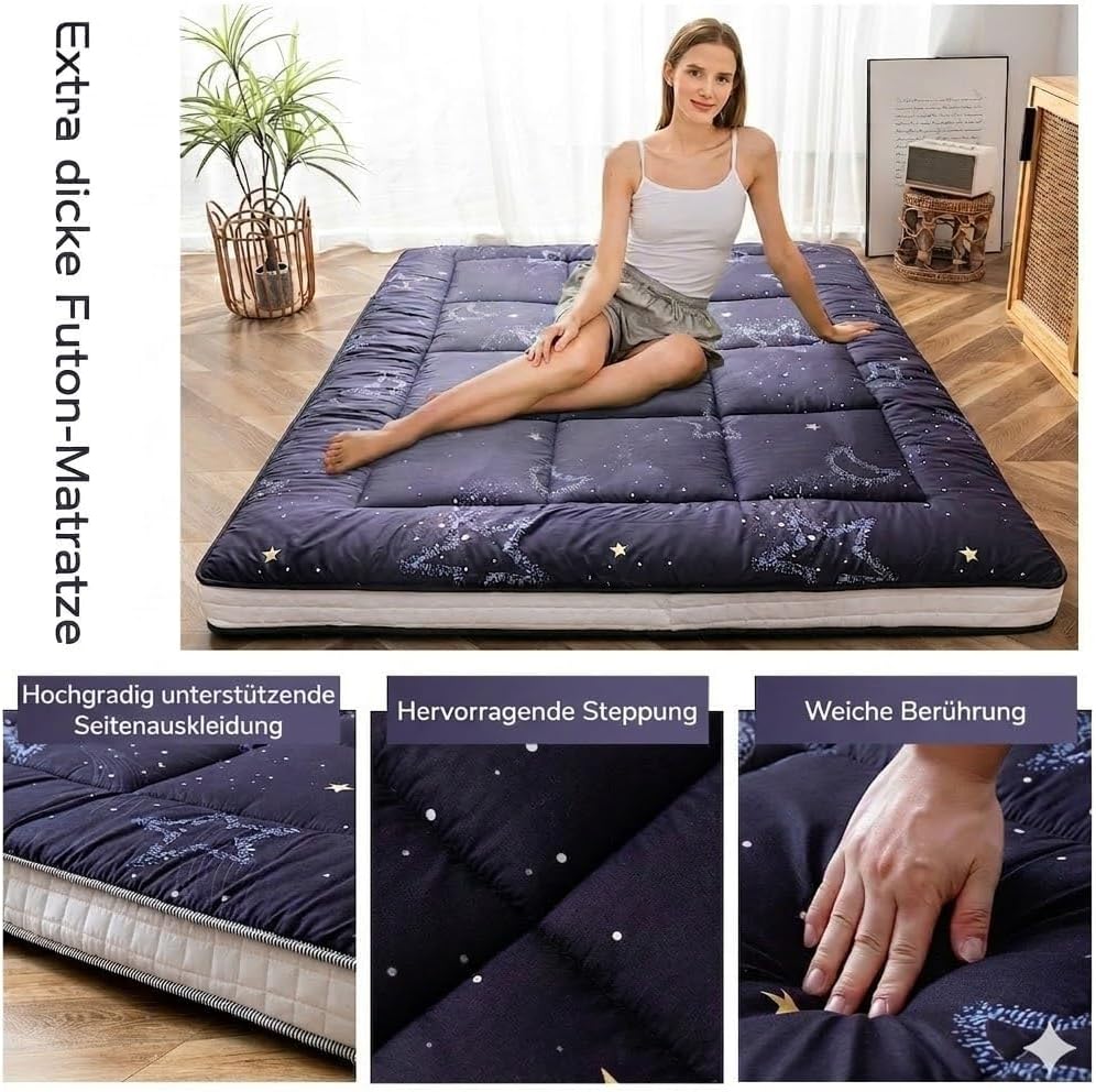 MAXYOYO Futon Matratze, Gepolsterte Japanische Bodenmatratze Gesteppte Bett Matratzenauflage, Extra