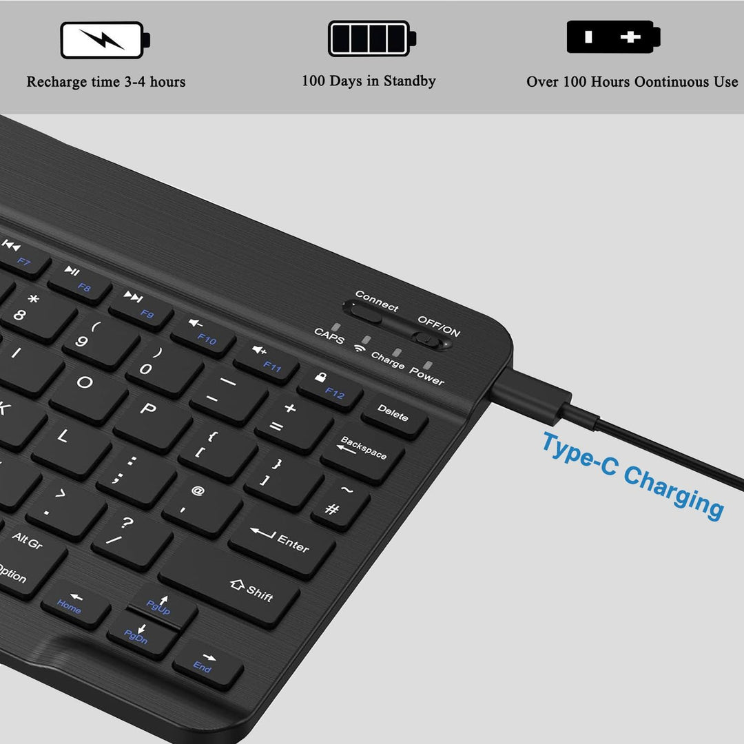 Kabellose Bluetooth Tastatur & Maus, Ultraflache drahtlose Tastatur (Deutsches QWERTZ-Layout) mit Ma