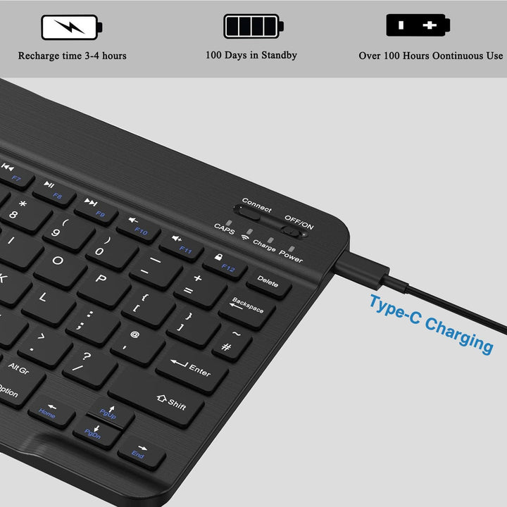 Kabellose Bluetooth Tastatur & Maus, Ultraflache drahtlose Tastatur (Deutsches QWERTZ-Layout) mit Ma