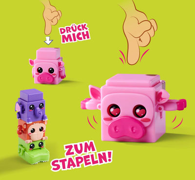 Simba 105952627 - Bloxies Figur (4 Stck.) - Tier-Bausteine zum Stapeln und Sammeln mit Bewegungseffe