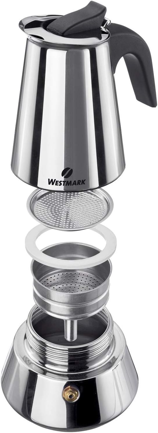 Westmark Espressokocher, Für 4 Tassen Espresso, Induktionsgeeignet, Brasilia Plus, Rostfreier Edelst