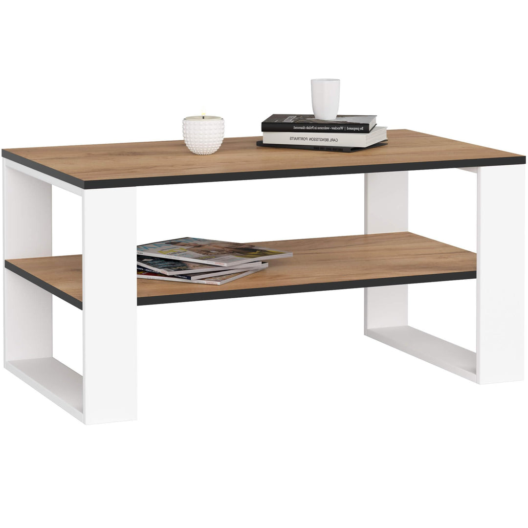 AKORD Couchtisch Holz Alex mit einem Regal, 92x45x53cm, Für Wohnzimmer, Schlafzimmer Schrank, Minima