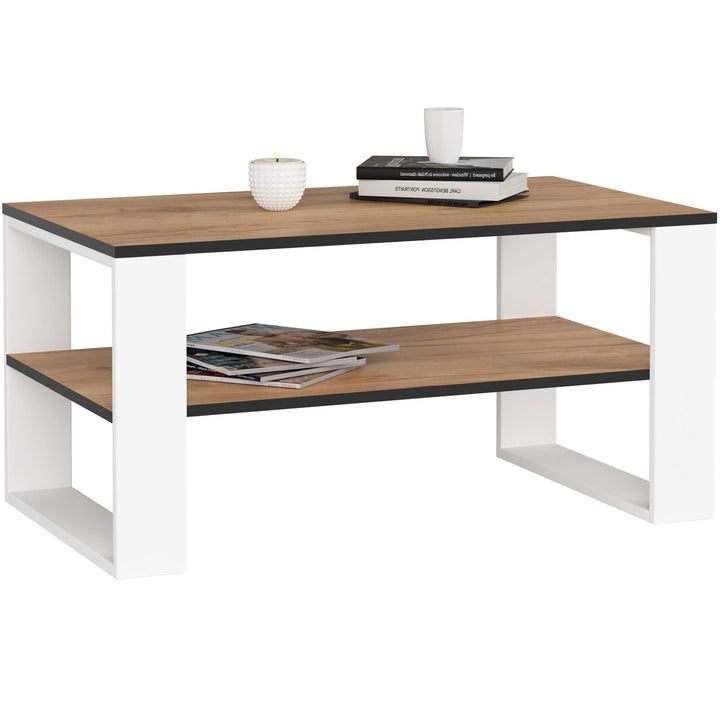 AKORD Couchtisch Holz Alex mit einem Regal, 92x45x53cm, Für Wohnzimmer, Schlafzimmer Schrank, Minima