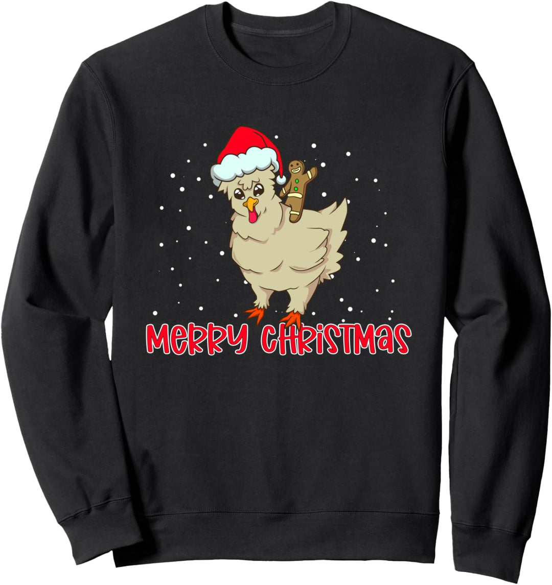 Lebkuchenmann reitet Huhn - Lustiges Weihnachts Sweatshirt