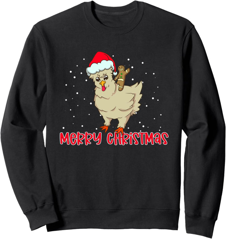 Lebkuchenmann reitet Huhn - Lustiges Weihnachts Sweatshirt