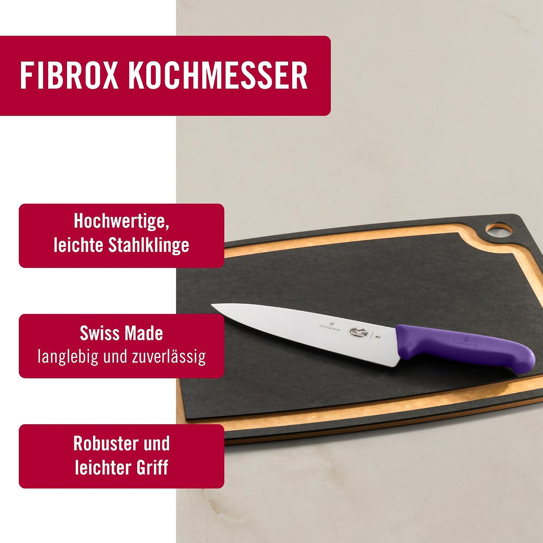 Victorinox Fibrox Kochmesser, Breites Universalmesser für Fleisch, Fisch, Gemüse und Kräuter, 20 cm,