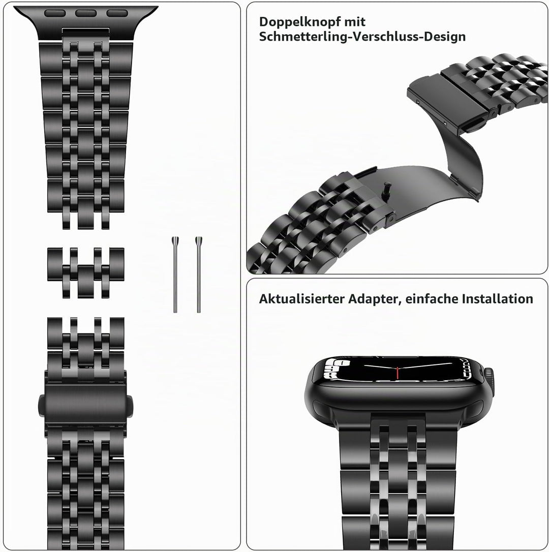 Tasikar Kompatibel mit Apple Watch Armband 42mm(Series 11/10) 41mm 40mm 38mm, Massives Edelstahl Met