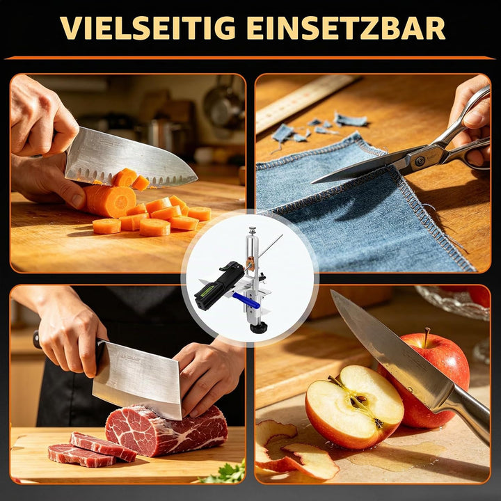 Messerschärfer Profi,Edelstahl Messerschärfsystem mit Präzisions Winkel 15–30°, 360° Flip Drehung mi