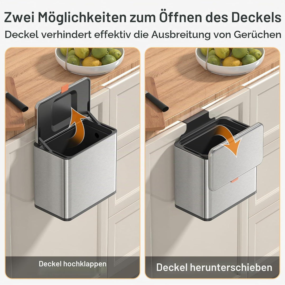 Mbillion Küchenkomposteimer, hängender Mülleimer mit Deckel, 4L/1,05 Gallonen, Edelstahl-Mülleimer f