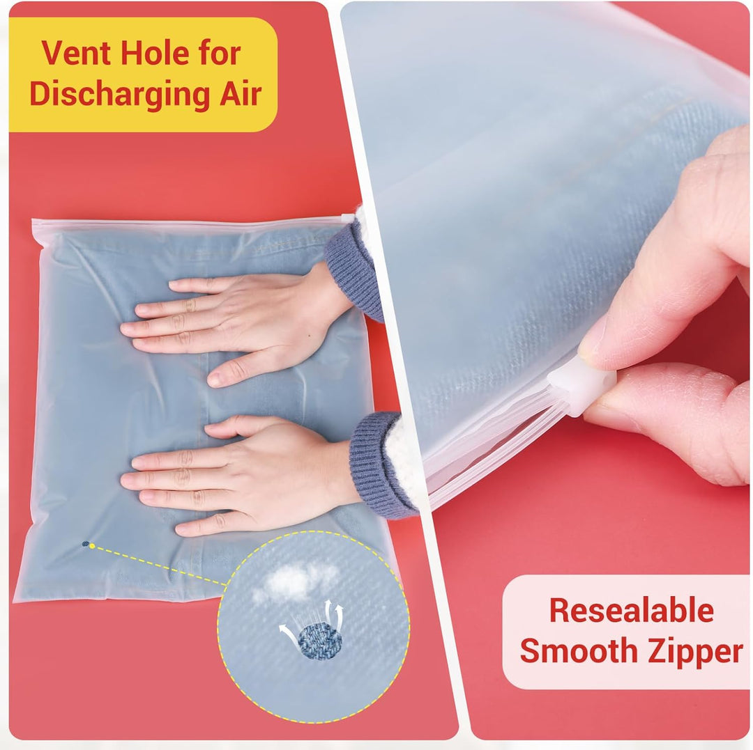 Zip Beutel Gross, 50 Stück 35 * 40cm Wiederverschliessbare Beutel für Kleidung, Gefrostetem Reisebeu