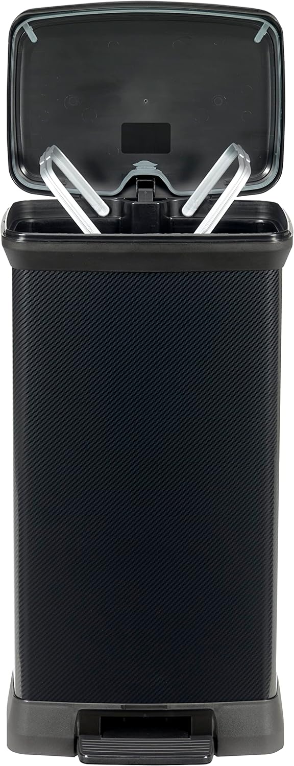 CURVER Deco Bin METALLIC'S 50 L, schwarz/schwarz metallic, 39 x 29 x 72, Modern