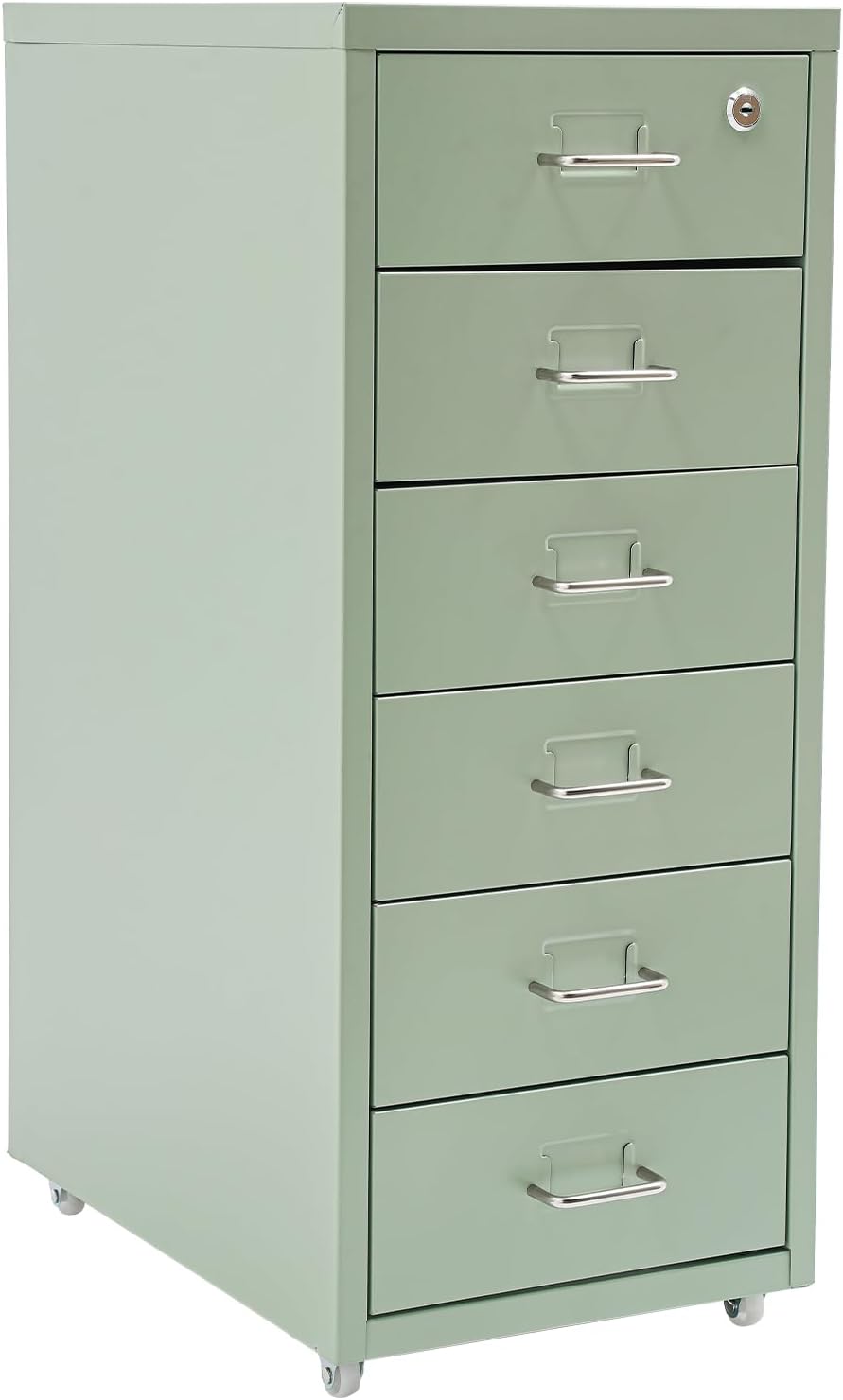 Aktenschrank mit 6 Schubladen, Rollcontainer, Aktenschrank Abschliessbar, Metall Aufbewahrungsschran