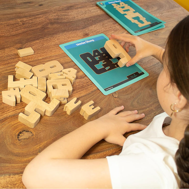 Filapen mathematisches Montessori Spielzeug I 62 Holz Bausteine aus Buche I Pädagogisches Lernspielz